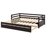 3-Person Pine Wood Trundle Day Bed with Headboard