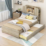 Twin Size Wooden Storage Bed with Light Strip Headboard & Drawers