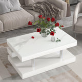 Modern 2-Tier White Coffee Table