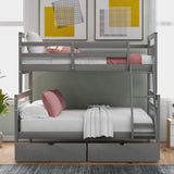 LUSPAZ Twin/Full Bunk Bed with Storage & Safety Guardrail